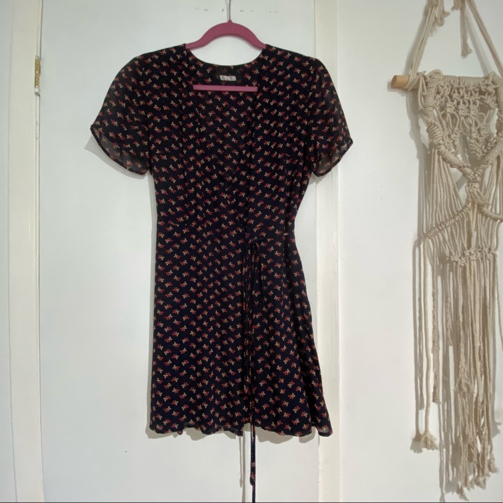 Reformation wrap mini dress